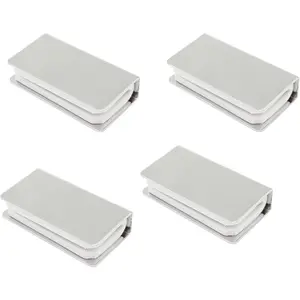 4 Pack Non-Magnetic Latch Clamp - Adjustable Frameless Glass Clip Fits 3-6mm Thickness, Rectangular Metal Glass Door Clamps Magnetic Door Touch Clamp for Cabinets, Bookcases, Wardrobes (Silver)