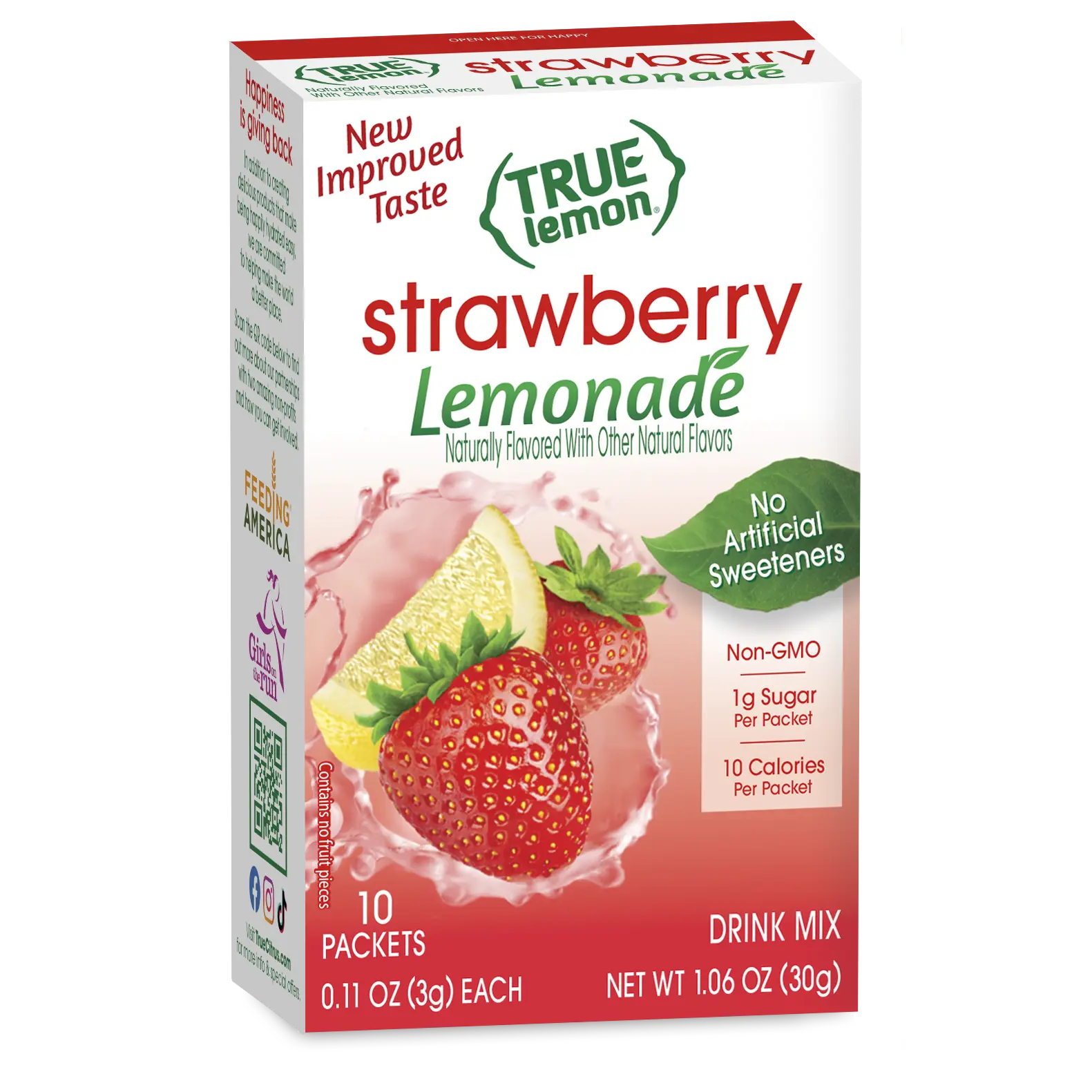 True Lemon Strawberry Lemonade Drink Mix | 10 Cal | No Artificial Sweeteners | Non-GMO Stick Packets True Lemon Strawberry Lemonade Drink Mix | 10 Cal | No Artificial Sweeteners | Non-GMO Stick Packets