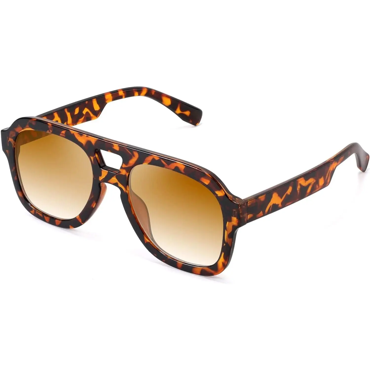 FEISEDY Vintage Pilot Sunglasses Double Bridge Women Men Large