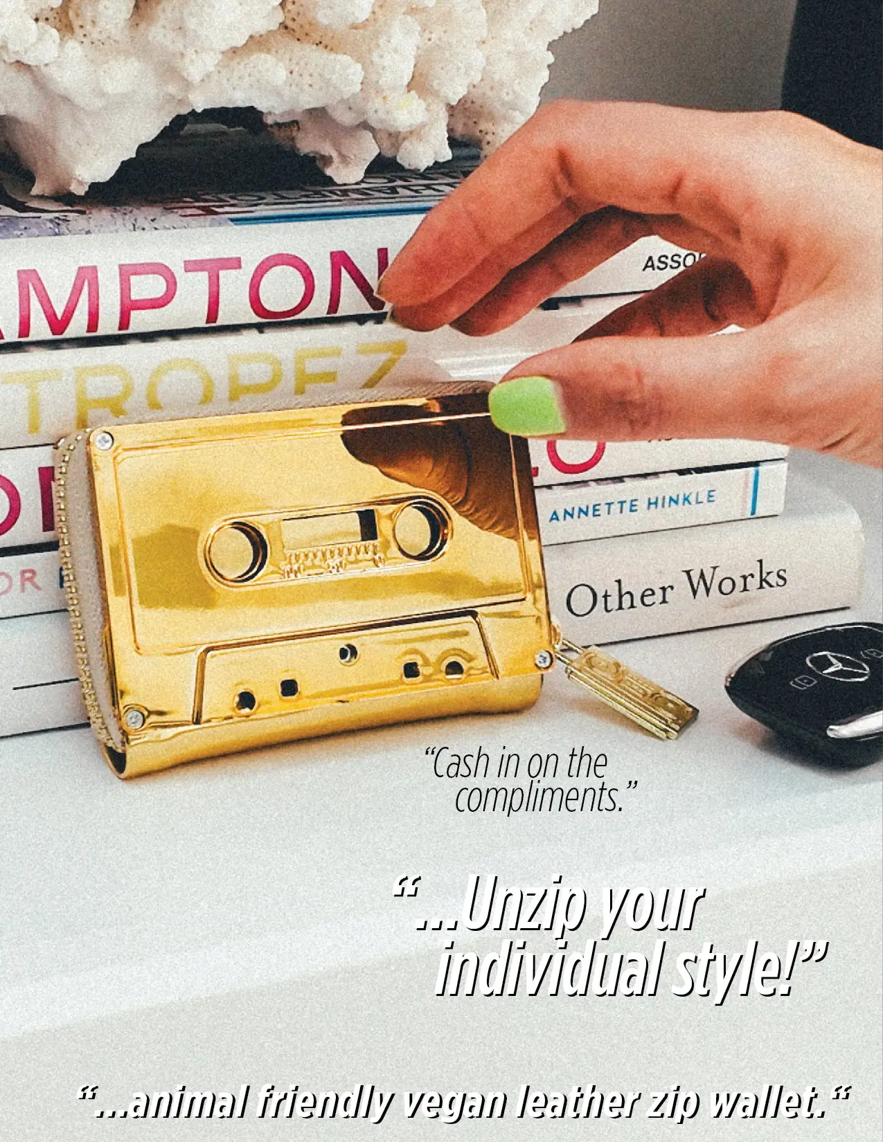 Retro Cassette Wallet | Gold | Adorably Cute Wallet with Nostalgic Vibes