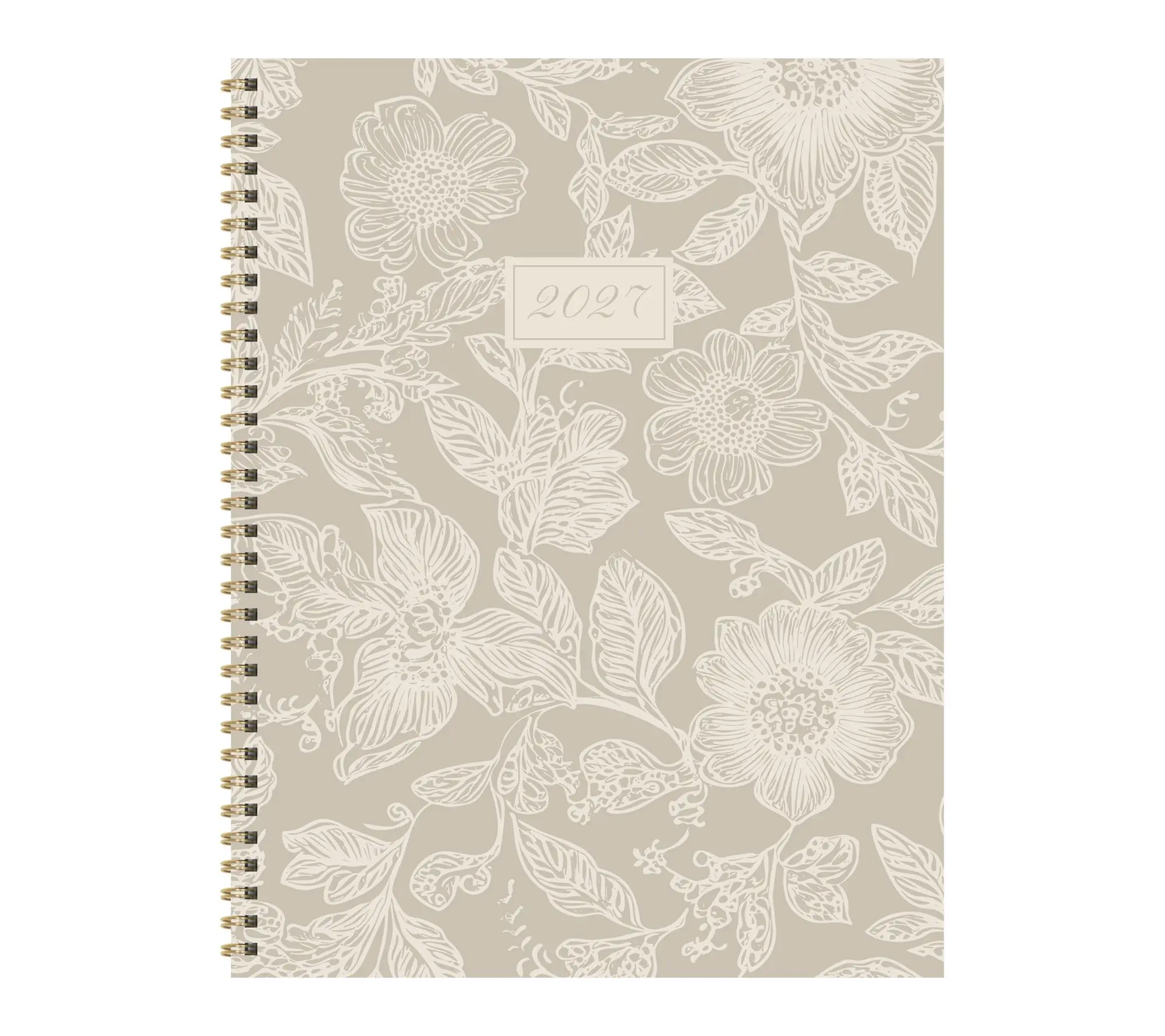 2027 Cream & Taupe Large Weekly Monthly Planner