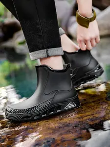 Fashion short-tube rain boots for couples, new outdoor wear, fishing waterproof rain boots, kitchen non-slip rubber shoes, wear-resistant wading shoes