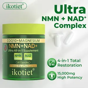 IKOTIET NMN+NAD+CoQ10 All-in-One 15,000 mg PureNAD Supplement for Energy DNA Repair Anti-aging BrainFunction Women's Health Beauty 60-120 Capsules + FreeTrial Pack pure nmn calcium akg High Dose VitaminDietary Edible