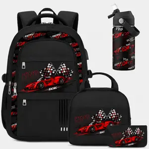 SIMILOVE Boys Backpack with Lunch Bag Pencil Case, 14oz Insulated Bottle, BPA-FREE Double Tumbler 18/8 Stainless Steel Leak Proof Cups with Metal Straw for School Boy