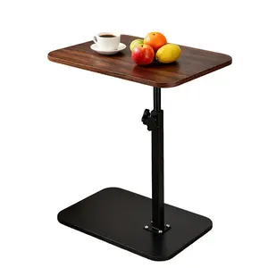 Adjustable Height C-Shaped TV Tray Table | 360° Swivel Sofa Side Table with Heavy Metal Base | Portable Snack Tray for Eating on Couch | Mobile End Table for Living Room, Bedroom & Small Spaces