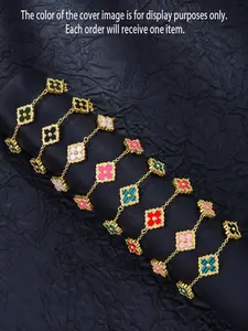Women's Elegant Handmade Bracelet, Colorful Shell Inlay Design, Four-Leaf Clover Pattern, Versatile Jewelry Accessory, Fashionable Bangle