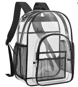 Clear Backpack Stadium Approved 12x6x12 Transparent Daypack for Events Quick Security Checks Mesh Splicing Semi Transparent Stylish Purse