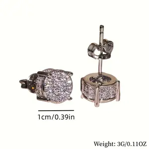 Round rhinestone earrings, unisex and versatile, suitable for everyday wear in all settings