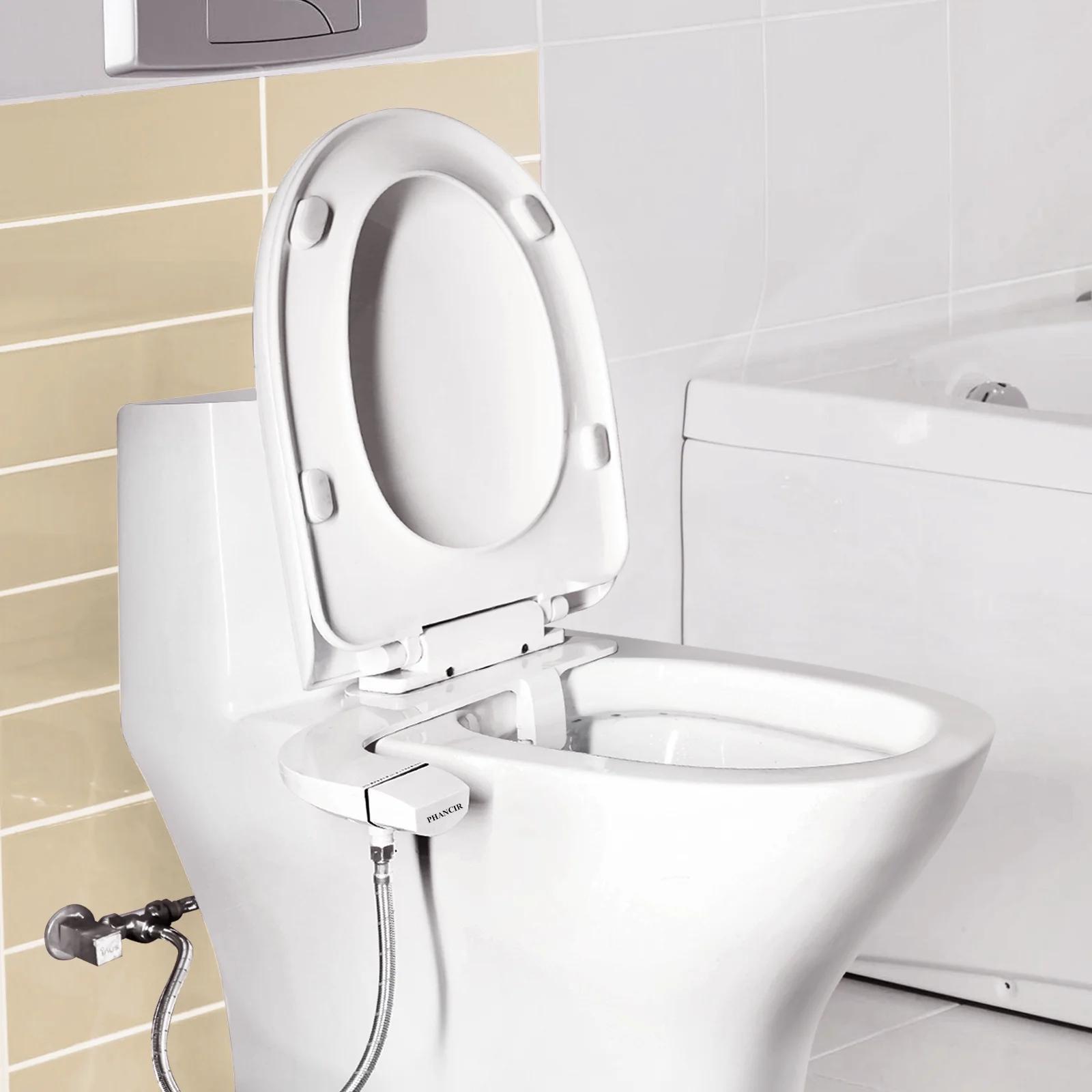 PHANCIR Ultra-Slim Bidet Toilet Attachment with Dual Nozzles, Self-Cleaning Function, Adjustable Water Pressure for Bathroom Use