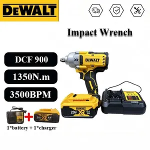 DEWALT DCF900 20V Brushless Cordless 1/2" Impact Wrench - 1350N.m Max Torque, 3500BPM Impact Rate, Tool Only or Kit with 1 Battery & Charger for Heavy Duty Automotive and Industrial Fastening