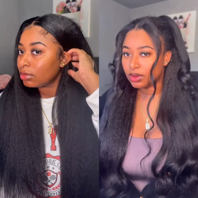 【Blend Natural】UNice Upgrade V Part Glueless Kinky Straight Human Hair Wig with Drawstring No Leave Out Beginner Friendly Easy to Install #TikTokShopStockUp