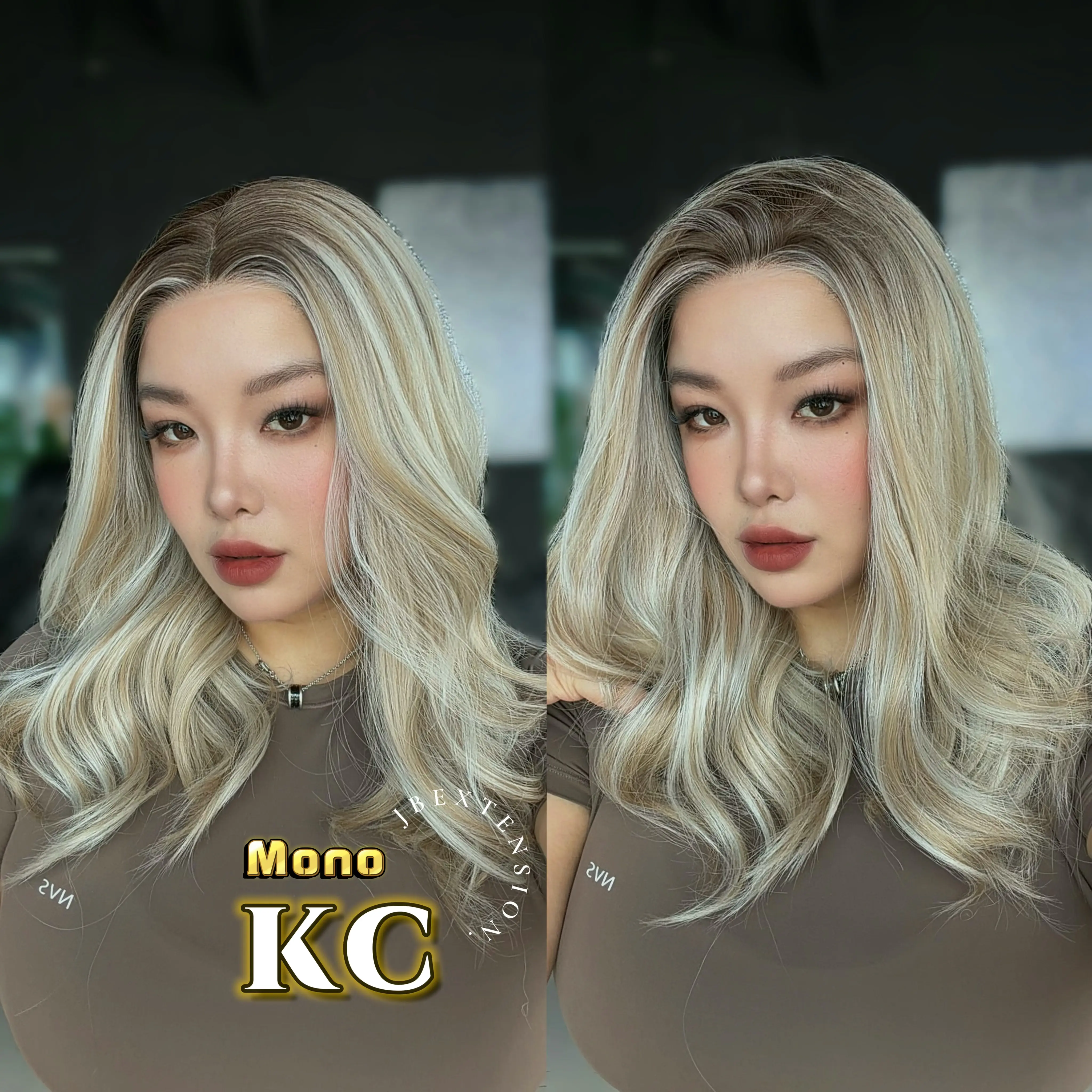 JBEXTENSION KC MONO Monofilament Handmade Wig 6X5 Full Monofilament Hand Tied Top Wig 18 Inches Curly Mix Blonde Mono Lace Wig with Anti-slip Silicone Strips Glueless Wig KC MONO【BENDY EAR TABS】