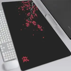 [50% OFF] [Freeship] [USA Only] Minimalist Sakura Desk Pad, Black Japanese Cherry Blossom Mouse Pad, Zen Office Desk Mat, Dark Floral Mousepad XL, Extended Gaming Desk Mat