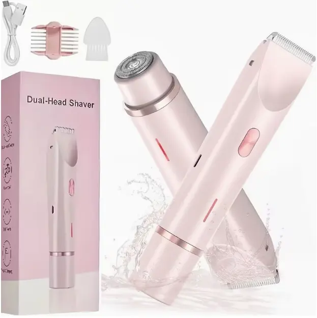 Women's Multifunctional 2-in-1 Electric Shaver & Trimmer - Rechargeable, Stainless Steel Dual Heads, Painless Bikini/Pubic Hair Grooming, IPX7 Waterproof, Christmas/New Year Gift, Shaver For Women