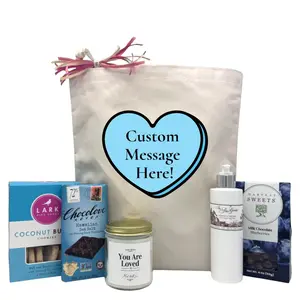 Itsonlynaturalgifts Personalized Blue Candy Heart Gift Basket with Custom Message for Anniversaries and Special Occasions