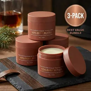 [3-Pack Value Set] CROWNED SKIN REIGN Body Butter for Men (3 x 150ml) – Premium Fragranced Moisturizer – Nautical & Fresh Scent with Pink Pepper, Leather & Bergamot – Long-Lasting Hydration & Skin Resilience
