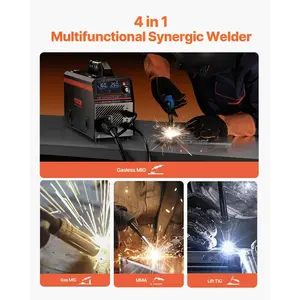 Summervibes VEVOR Pro MIG Welder, 250A Pluse Mig Welding Machine, 5 - in - 1 Synergic Welder Machine MIG Pluse/Gas MIG/Flux Core MIG/Stick/Lift TIG, 110V/220V Dual Voltage Aluminum Mig Welder with LCD Screen DisplayVEVOR Super Brand Day