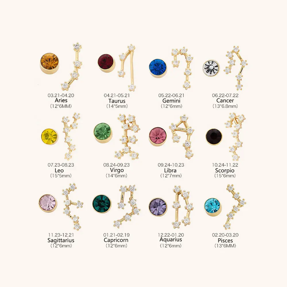 Zodiac Birthstone Stud Earrings · A Cosmic Touch of You