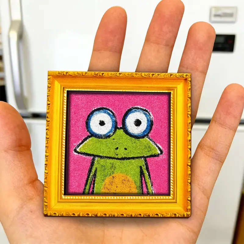 Funny Frog Fridge Magnet,Cute Retro Mini wooden Framed Frog Magnet,weird Quirky Frog Fridge Magnet