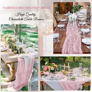 1 Pack/5 Packs Cheese Cloth Table Runner Sage Green/Light Pink/Blue Polycotton Fabric, Country Style Transparent Flags for Wedding Arch Baby Shower Birthday Party Decorations