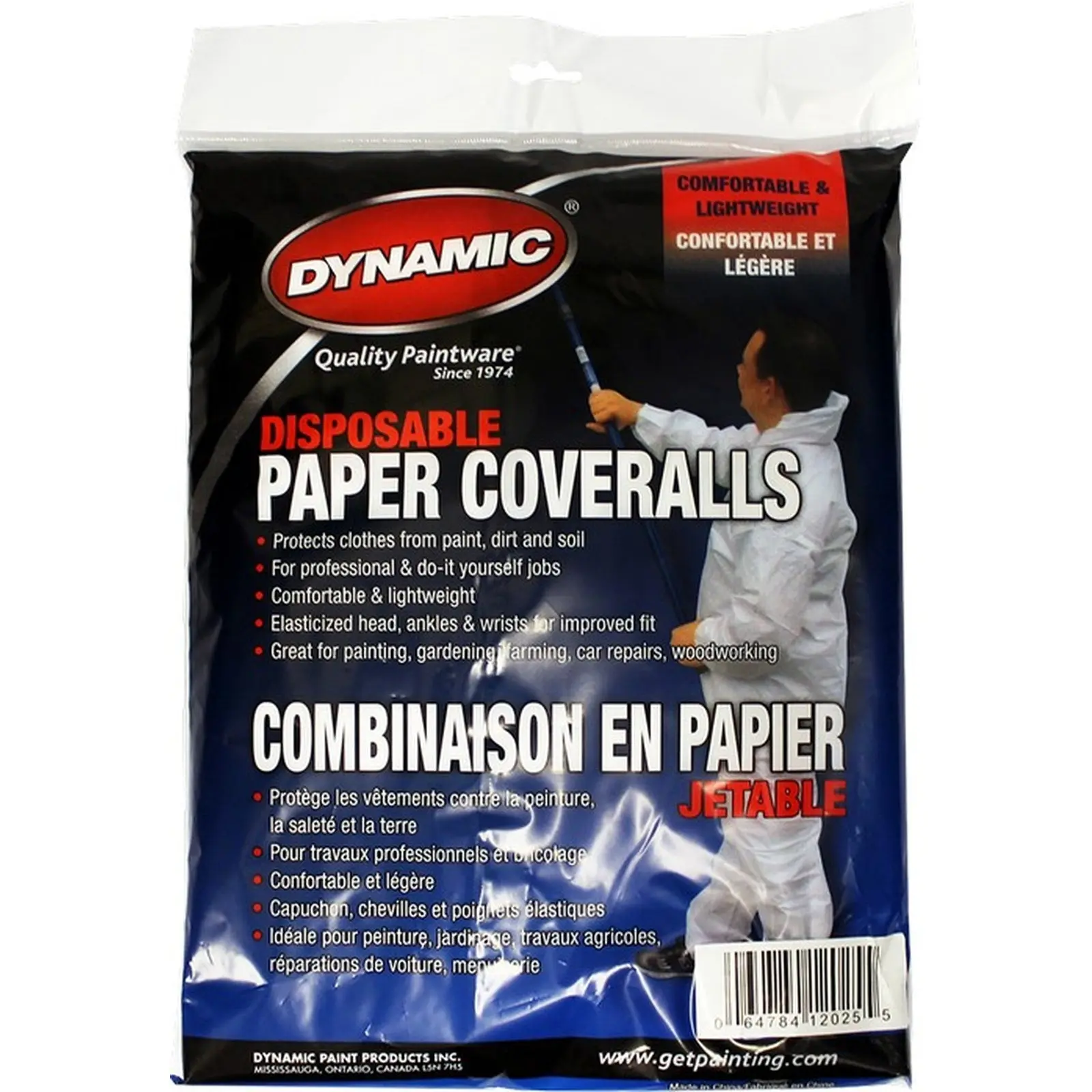 Dynamic 09904DYN Large Disposable Paper Coveralls w/Hood-1PK LANC-214575