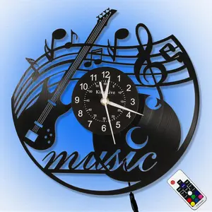 Guitar LED Vinyl Record Wall Clock, Creative Decorative Clock, Music Room Decoration, Bedroom Living Room Decor, Guitar Accessories, Men's Gifts, Holiday Presents