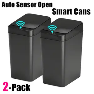 2 Pack 15L All-Round Use Trash Bin, Anti-Leak Slim Can, Scandinavian Modern Garbage Bin for Guest Bath Workspace Bedroom
