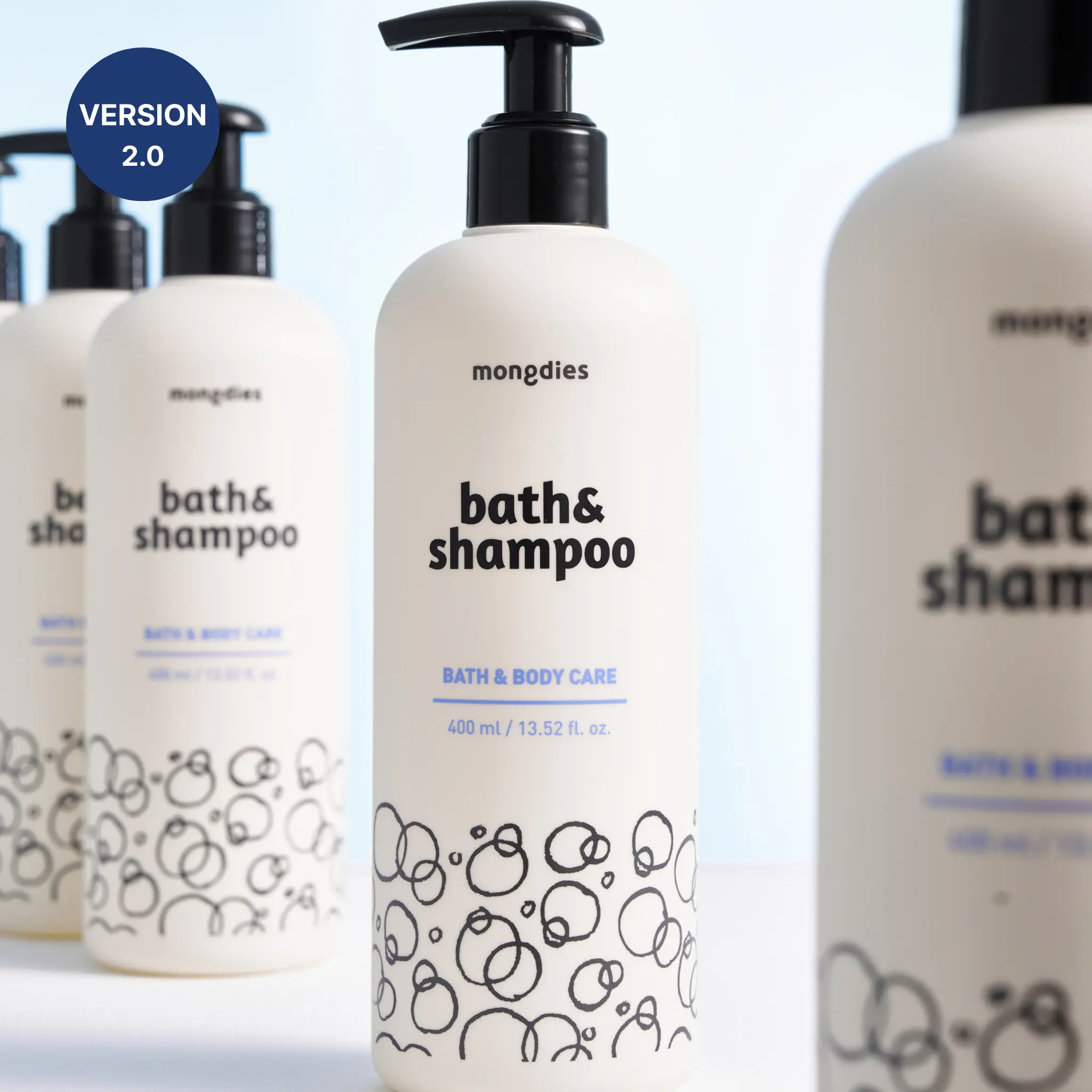 Mongdies Baby Bath & Shampoo | Head-to-Toe All-in-One Gentle Wash | Tear-Free & pH Balanced Formula | 6-Layer Ceramide for Moisture Retention | Vegan & Dermatologist Tested | 13.52 fl. oz