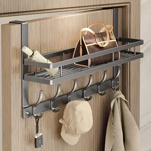Door Back Hook No Drilling, Strong Metal Clothes Hanger, Easy Install Wall Mounted Storage Rack, Multifunctional for Bedroom Bathroom Kitchen
