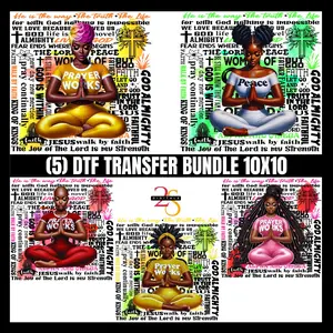 Faithful Meditation DTF Transfer Bundle of 5