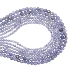 Natural Tanzanite Gemstone Tiny Faceted Beads 2/3/4MM Semi-Precious Stone Jasper Small Loose Beads for DIY Jewelry Making 15.5inch Strand Bracelets