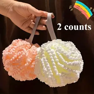 2 Pack Pe Exfoliating Shower Sponge Kit Set, Gentle Bath Scrubber for Men & Women, Durable, Scent-Free, Enhances Cleaning Experience