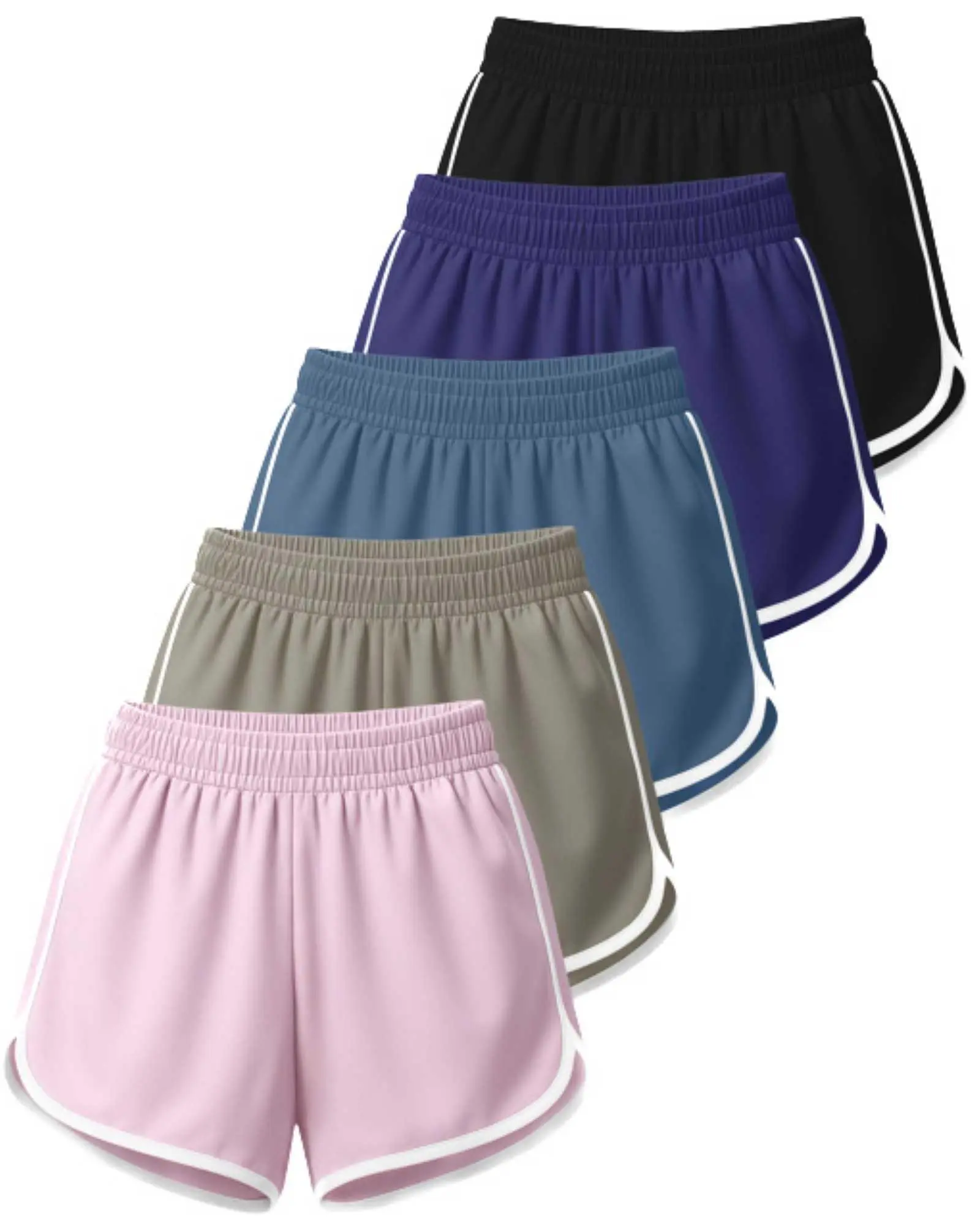 5 Pack Women's Dry Fit Dolphin Shorts Athletic Running Workout Gym Hiking