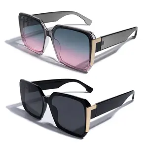 2-Pack Unisex Oversized Square Sunglasses, Trendy Gradient Pattern with UV400 & Sunscreen Protection, Stylish Large Frame Shades Perfect for Daily Use, Outdoor Outings, Travel and All-Match Fashion