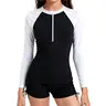Girls Rash Guard Swimsuit Long Sleeve Color Block UPF 50+ Sun Protection Two Piece Bathing Suits Set 9-16 Years