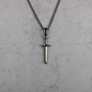 Silver Dagger Pendant Chain Necklace