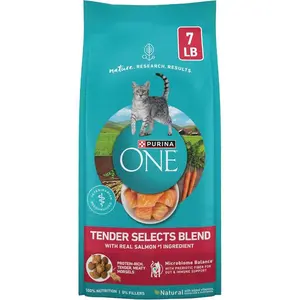 Purina ONE Natural Dry Cat Food, Tender Selects Blend with Real Salmon - 22 lb. Bag