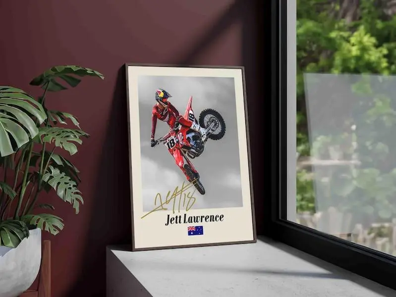 Jett Lawrence Poster, Motocross Supercross Rider, Dirt Bike Racing Artwork For Garage, Home Decor