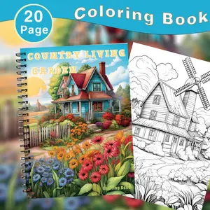 Luxury Rural Life Garden Adult Coloring Book, Spiral Bound, 20 Pages, Non-Smear, Clear Lines, Perfect Gift for Parties, Birthdays, Holidays