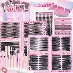 15 Counts Gift Box Individual Eyelash Extensions Kit/D Cur Mixed StylesIndividual Eyelash Extension/Mix 9-16mm/Mega Volume individual Lashes Soft And Comfortable False Eyelashes Set/cat eye Thick daily/Cosmetic/Makeup/Lash Clusters/Comprehensive Kit