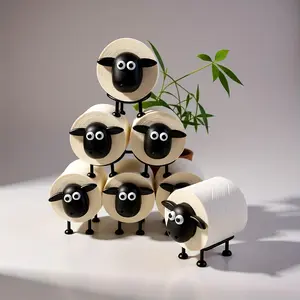Pack of 2/6 Cute Sheep Shaped Paper Towel Holders, Freestanding Durable Plastic, Perfect for Bathroom Use, Fun and Functional Decor, Bathroom Decor Supplies, Bathroom Decoration Accessories
