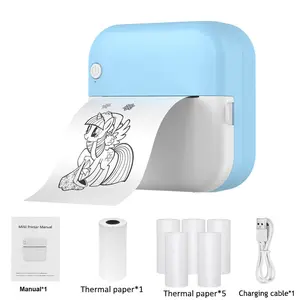 2026 New Model/Mini Thermal Label Printer: Error Correction Text Photo Small Pocket Printer，Portable Bluetooth Inkless Printpods, Pocket Label Maker Suitable For Creative Kids Diy, Diaries, Photos, Study Notes -Pink/Blue