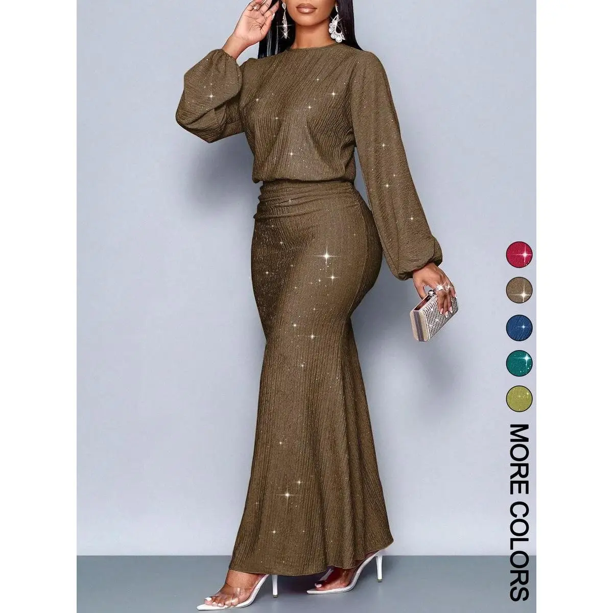 strapless open back dress Liesel Gown - LONG SLEEVE LACE FITTED DRESS & OVERSKIRT