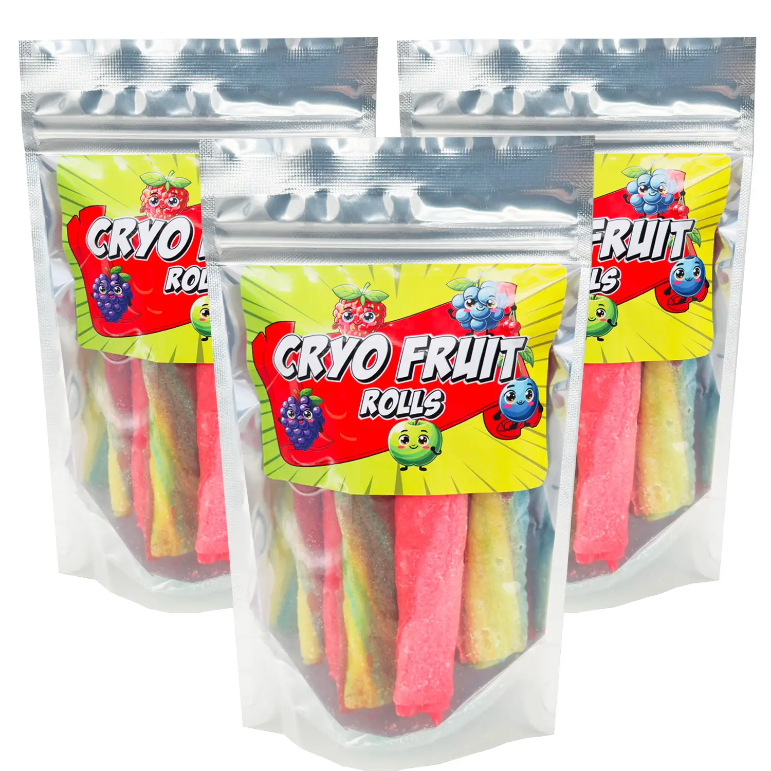 SnackCrackleShop Cryo Fruit Rolls, Freeze Dried Candy Snack, 3.2oz Fruity Sweet