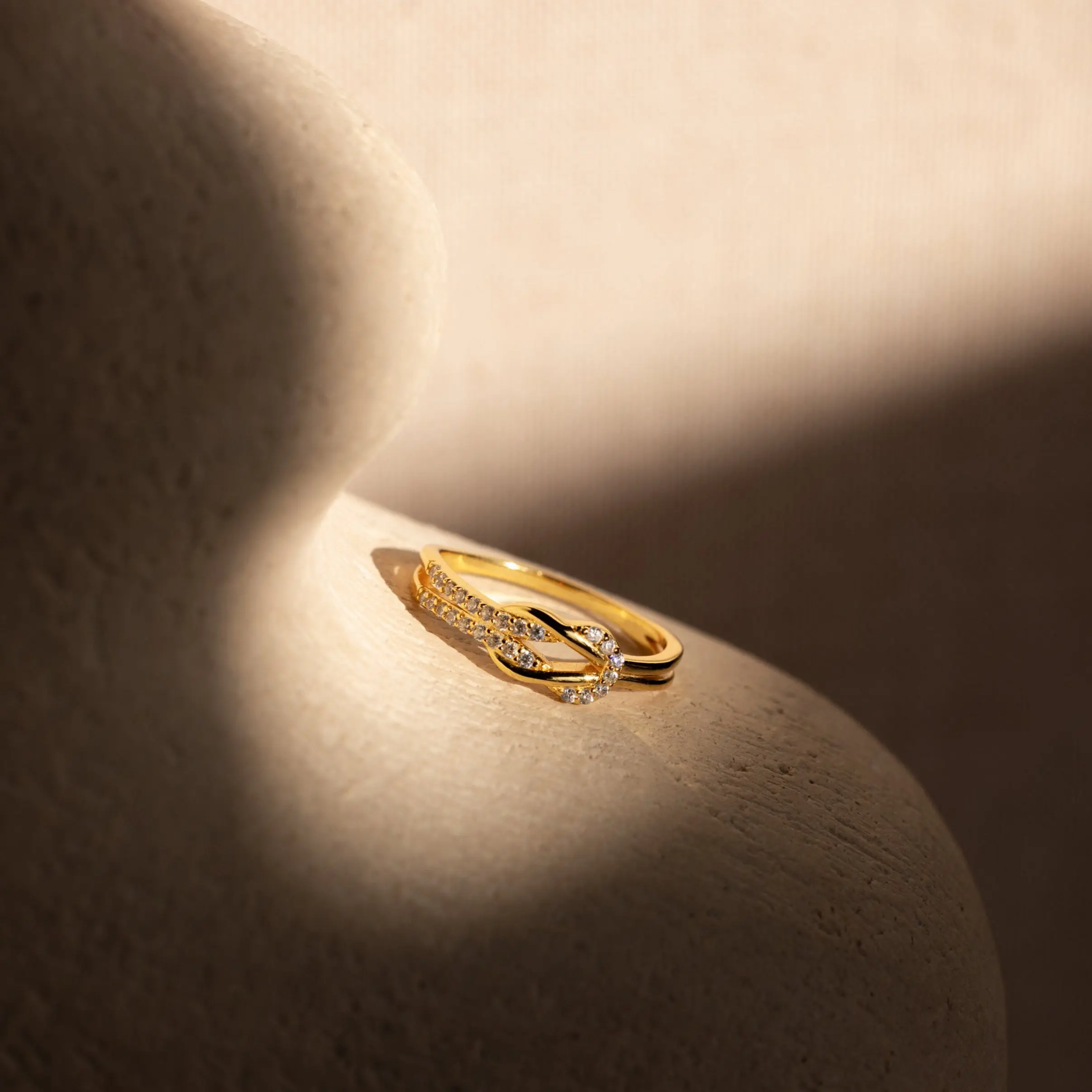 Pave Double Knot Ring by Caitlyn Minimalist - Dainty 18K Gold Plated Diamond Promise Ring - Couples Jewelry - Anniversary Gift