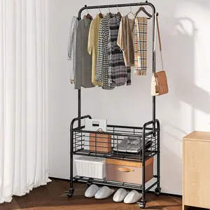 Laundry Basket with Wheels Rolling Laundry Hamper Laundry Sorter Cart Shelf Hanging Rack 16.55"D x 26"W x 70.25"H Deals For You Days