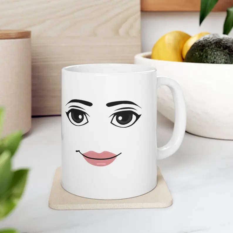 Roblox Woman Face Mug, Double Sided Ceramic Mug, Gamer Mug 11oz 15oz Cup Drinkware