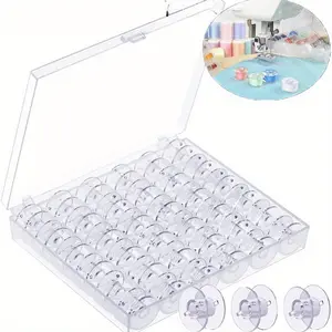 Plastic Sewing Machine Bobbins Spools Clear Sewing Empty Bobbins Spools Plastic Storage Box Bobbins For Sewing Accessories