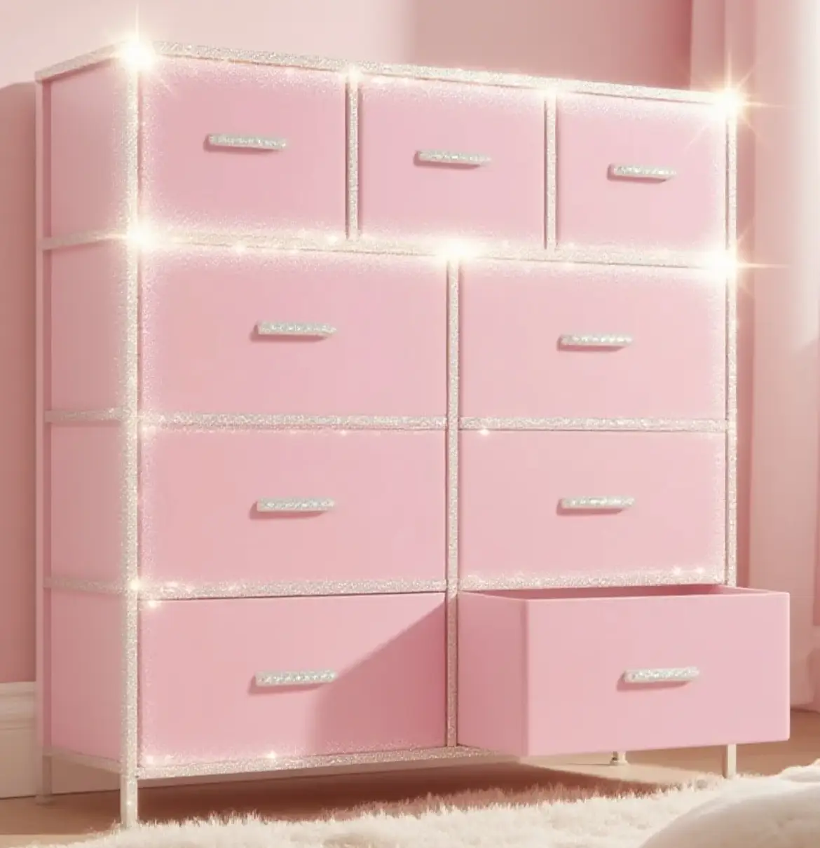 【Updated Decor】Mr IRONSTONE Dresser with 9 Drawers, Dresser for Bedroom Drawer Organizer Storage Drawers, Fabric Storage Tower with 9 Drawers, Chest o