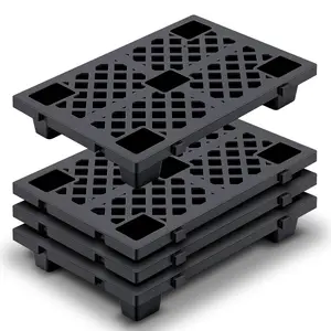 4 Pcs Plastic Pallets for Basement Storage Nestable Moisture Waterproof Lightweight Floor Pallets with Breathable Grid for Indoor Outdoor Supermarket Warehouse (23.6 x 15.8 x 3.9 Inch,Black)